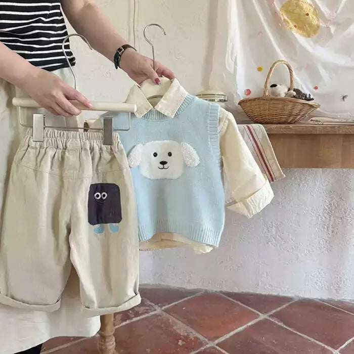 Children's Trousers Fall 2025 New Boys' Cartoon Embroidered Trousers Versatile Trousers Children's Clothing