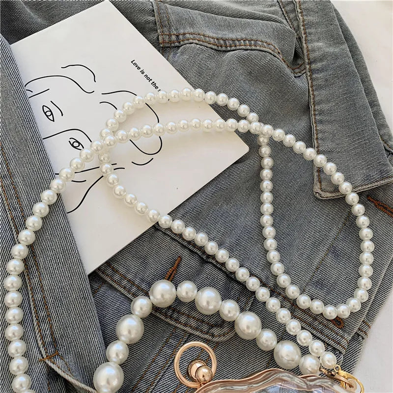 Evening Bags for Women 2023 New Transparent Shell Bag Clutch Box Handbags Pearl Chain Crossbody Bag Acrylic Purse Shoulder Bag