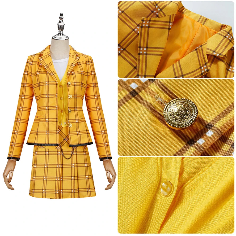 Movie Cher Horowitz Dion Dress Suit School Uniform College Jacket Skirt Woman Outfits Halloween Cosplay Costume