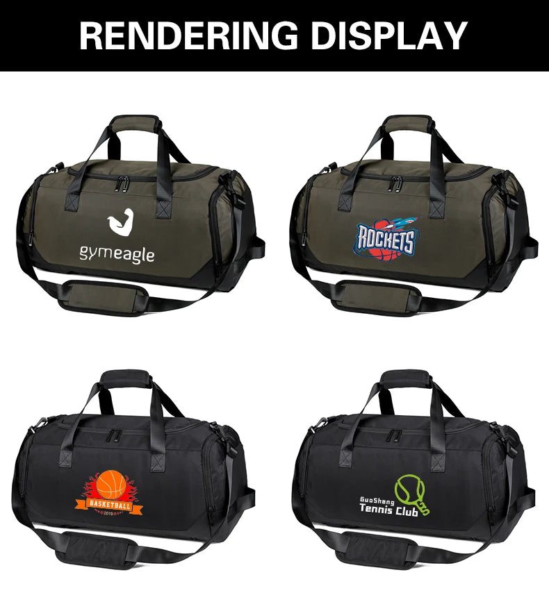 Large capacity travel bag with printed logo name boxing sports storage bag gym bag personalized pattern