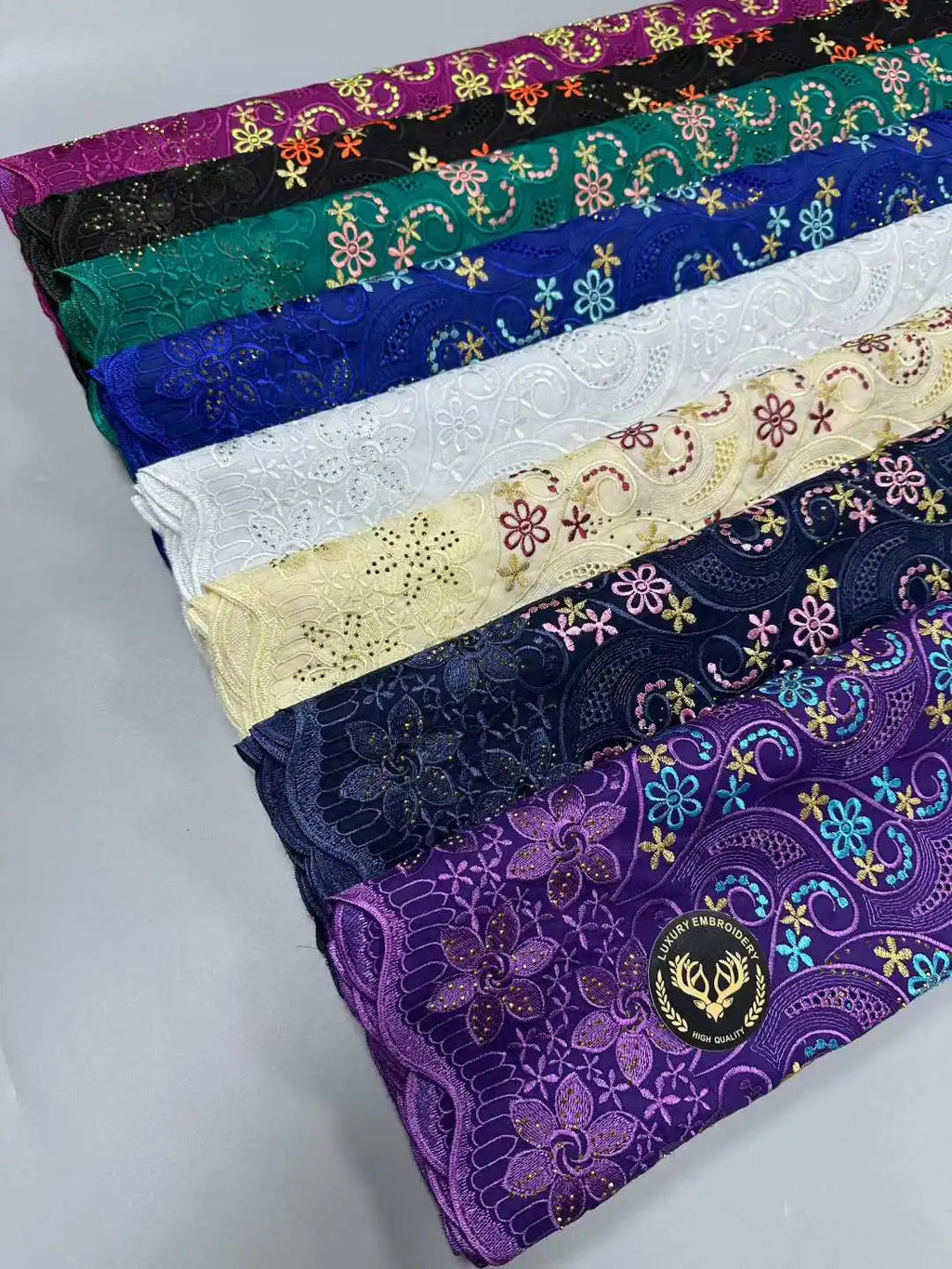 High Quality Swiss Voile Lace in Switzerland 100% Cotton Perforated Embroidery Material Style for Man Suit Fabric  5Yards 83