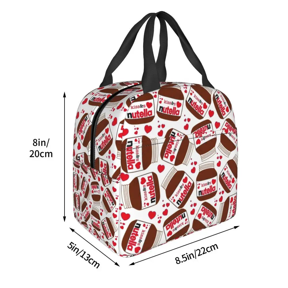 Custom Italy Nutellas Thermal Insulated Lunch Bag Women Portable Lunch Container for Outdoor Picnic Storage Food Box