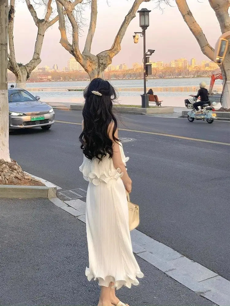 Women 2025 New French Lace Top Skirt Suit