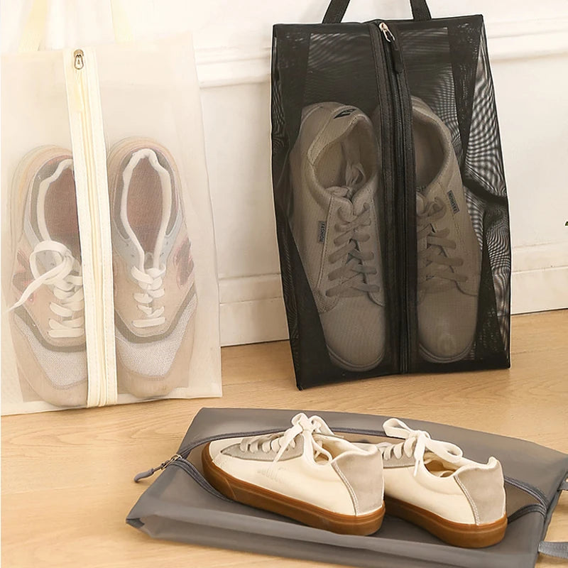 1pcs Nylon Travel Shoe Bags with Zipper Closure for Men Women Breathable Shoe Organize Storage Bags Makeup Laundry Bag