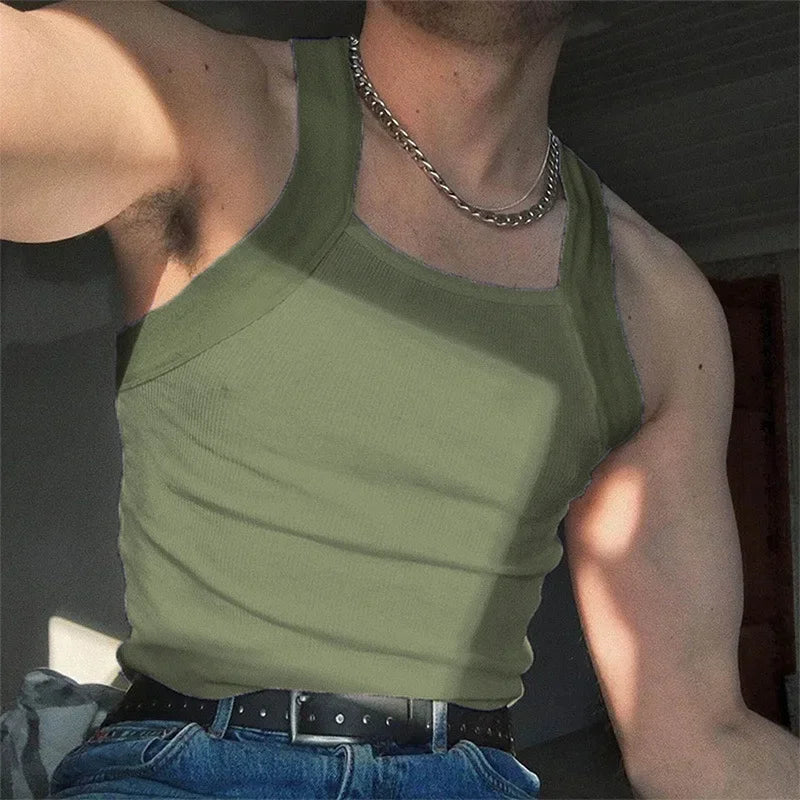 Summer Men's New Solid Color Fashion Sleeveless Shapewear Europe and America Men Sexy Tight Elastic Vest S-4XL