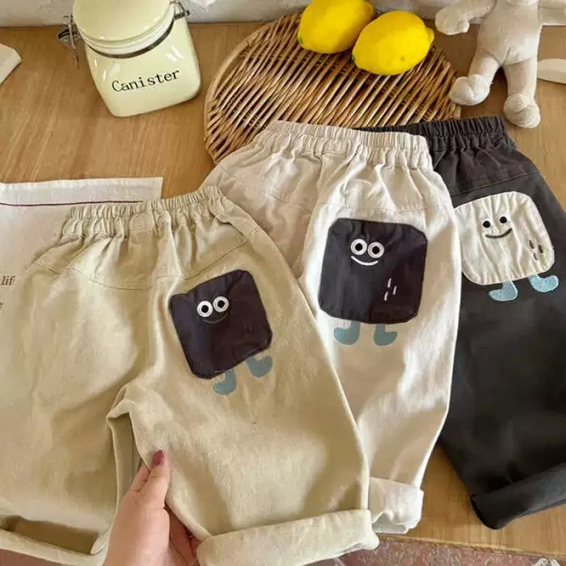 Children's Trousers Fall 2025 New Boys' Cartoon Embroidered Trousers Versatile Trousers Children's Clothing