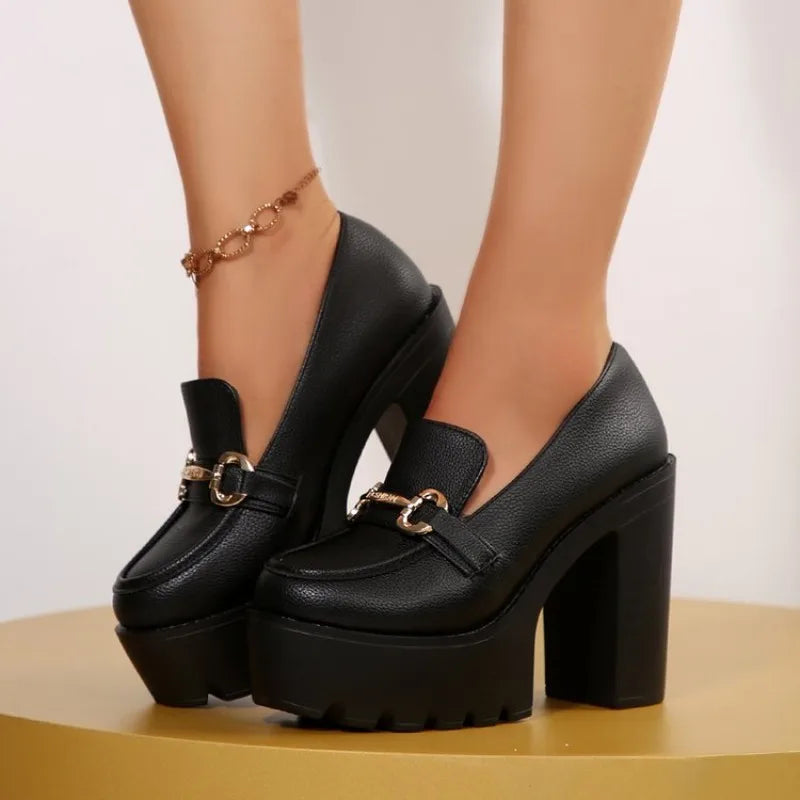 Women High Heel Pumps Outdoor High Heels Platform Shoes Woman Brand Soft Leather Luxury Heels Woman Trend Retro Designer Pumps