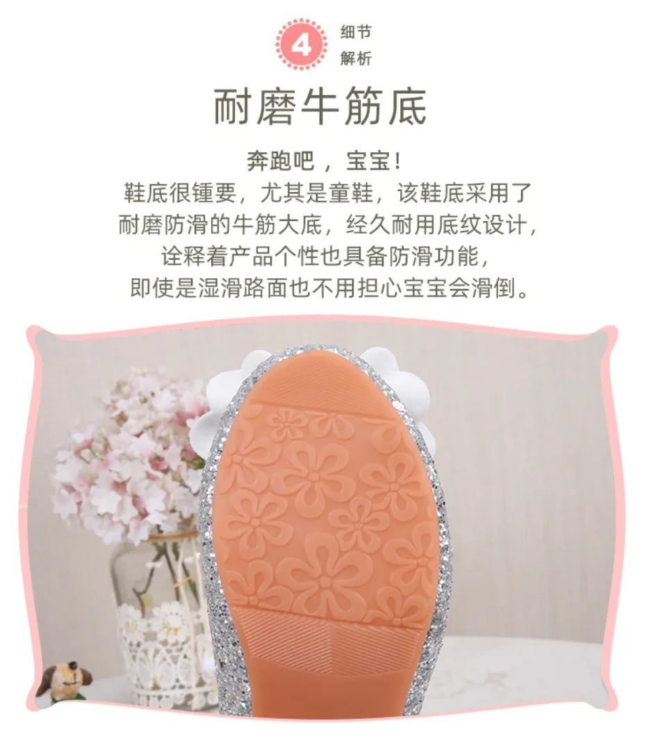 Classic Bow Girl Pu Leather Shoes For Girls Party Dance Children Shoes 3-14 Years Princess High Heels Child Wedding Shoes HSD09
