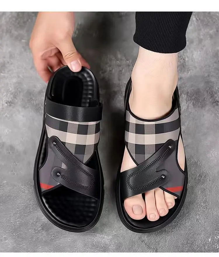 Luxury Men's Sandals - Premium Summer Slide Sandals Anti-Slip Soft Sole Outdoor/Indoor Durable Comfortable Trendy High-End