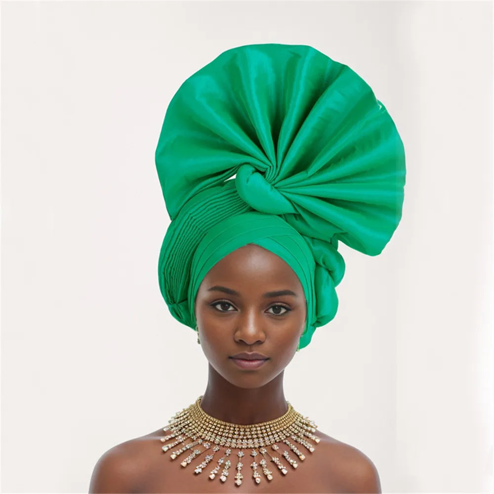 African Auto Gele Headtie Nigeria Women's Head Wraps Wedding Party Headpiece Women Turban Cap