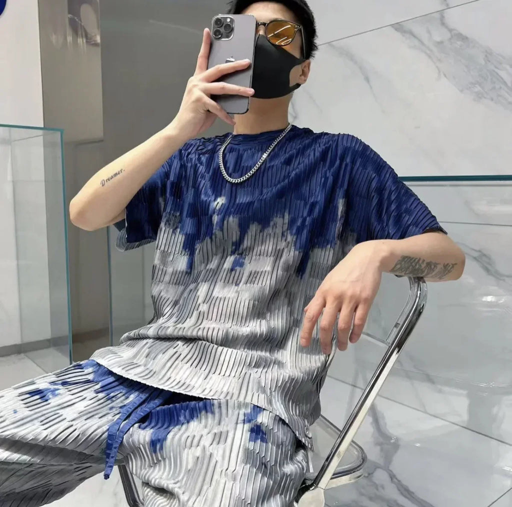Jogger Jogging Running Male T Shirt Trousers Sets Oversized Graphic Men's Pants Set Print Stretch Tee Cheap Clothes Regular Fit