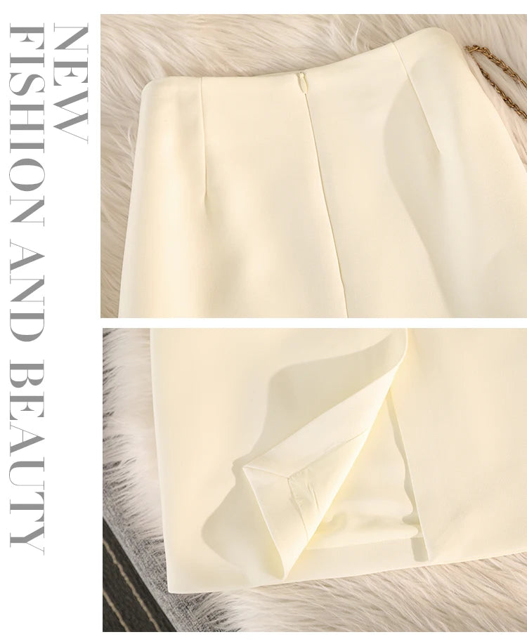Elegant Office Ladies Work Suit Straight Skirt Women Autumn Winter Korean Fashion High Waist Split Business Midi Long Skirts