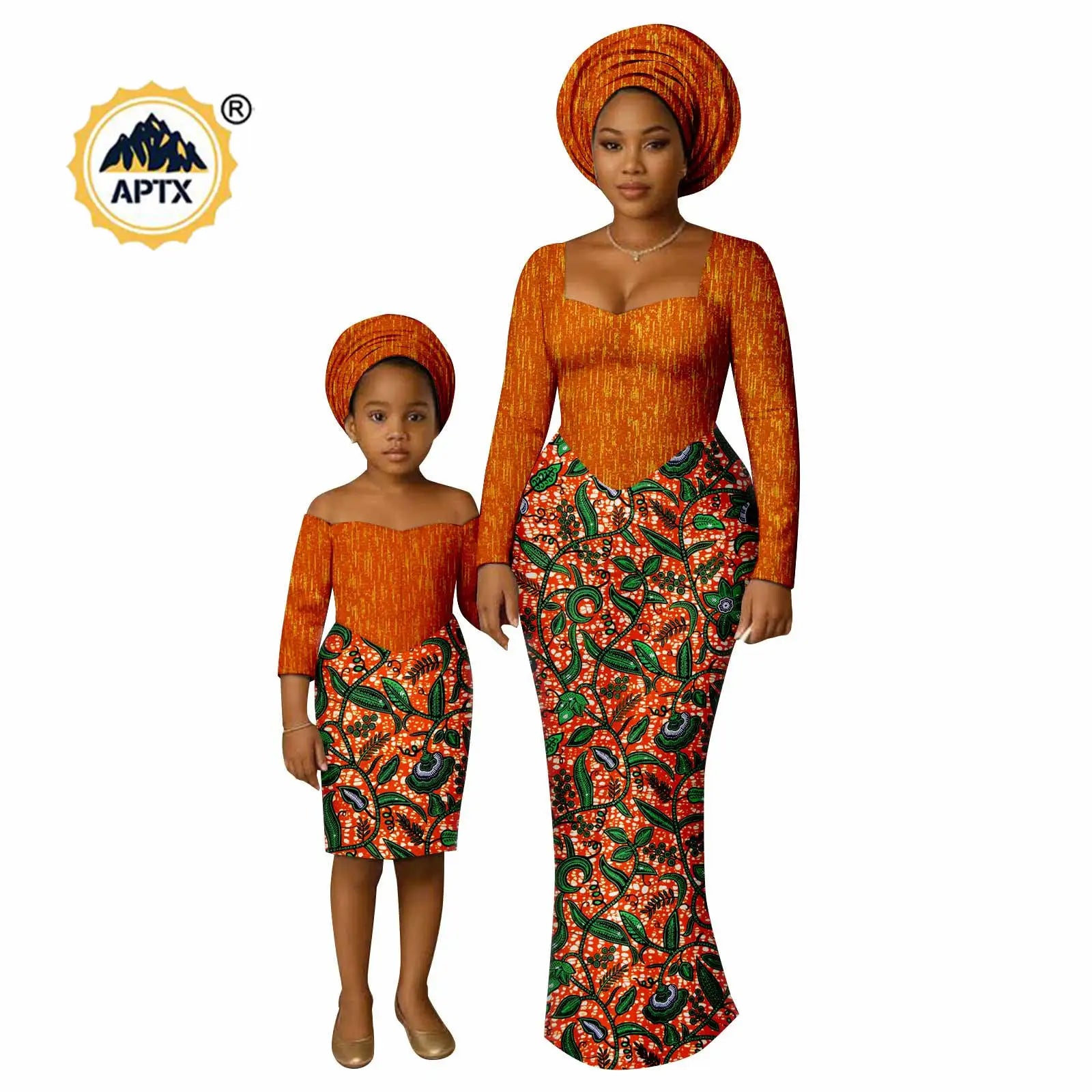 African Print Long Dresses for Women Family Outfits Dashiki Couple Clothes Mom and Daughter Dresses Ankara Outwear 25F029