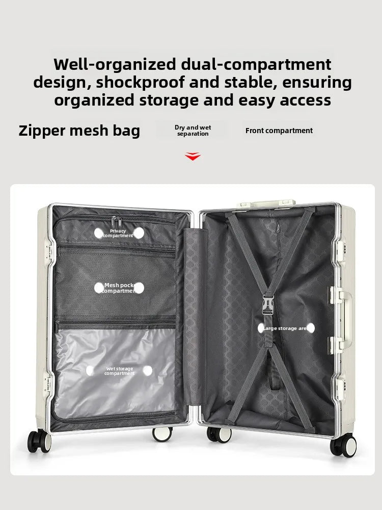 2026 new front opening luggage compartment, multifunctional business travel suitcase, sturdy passenger boarding suitcase