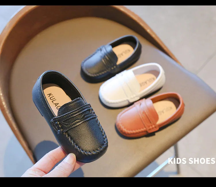 Boy Leather Shoe Fashion Solid Color Versatile Kids School Causal Single Shoes Breathable Non-slip Children Slip-on Flat Loafers
