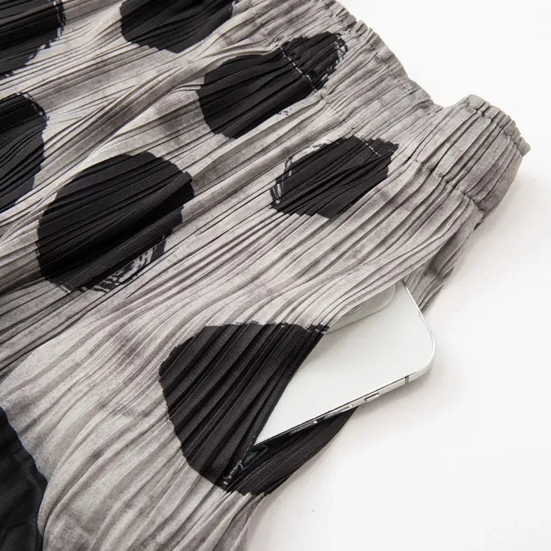 Skirts for Women Miyake Skirt Minority Design Sense Pleated Skirt Female  High Waist Printing Loose hip Skirt Pleated Skirt