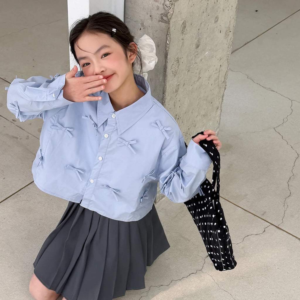 Girls' shirts spring clothes girls' big children's Korean style super beautiful children's clothes girls' unique and beautif