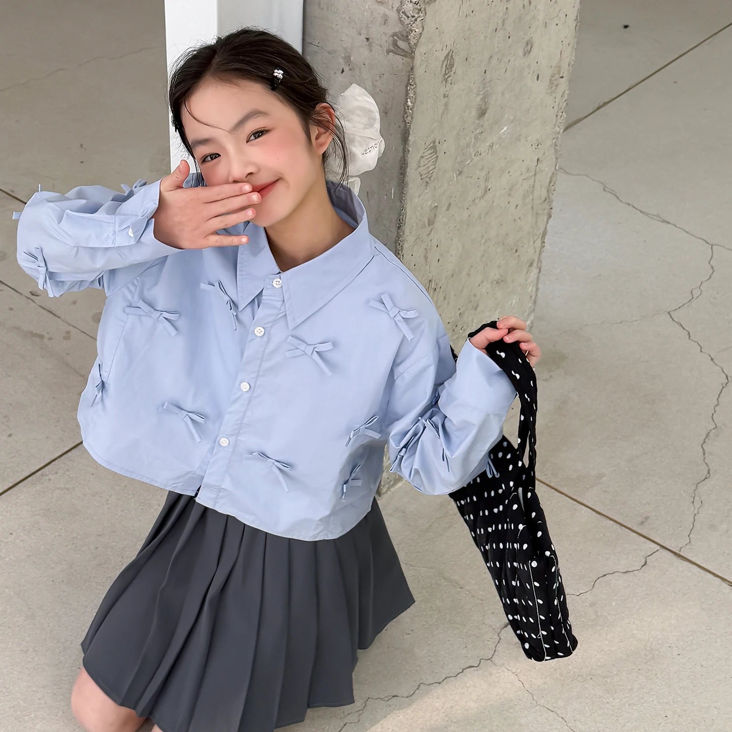 Girls' shirts spring clothes girls' big children's Korean style super beautiful children's clothes girls' unique and beautif