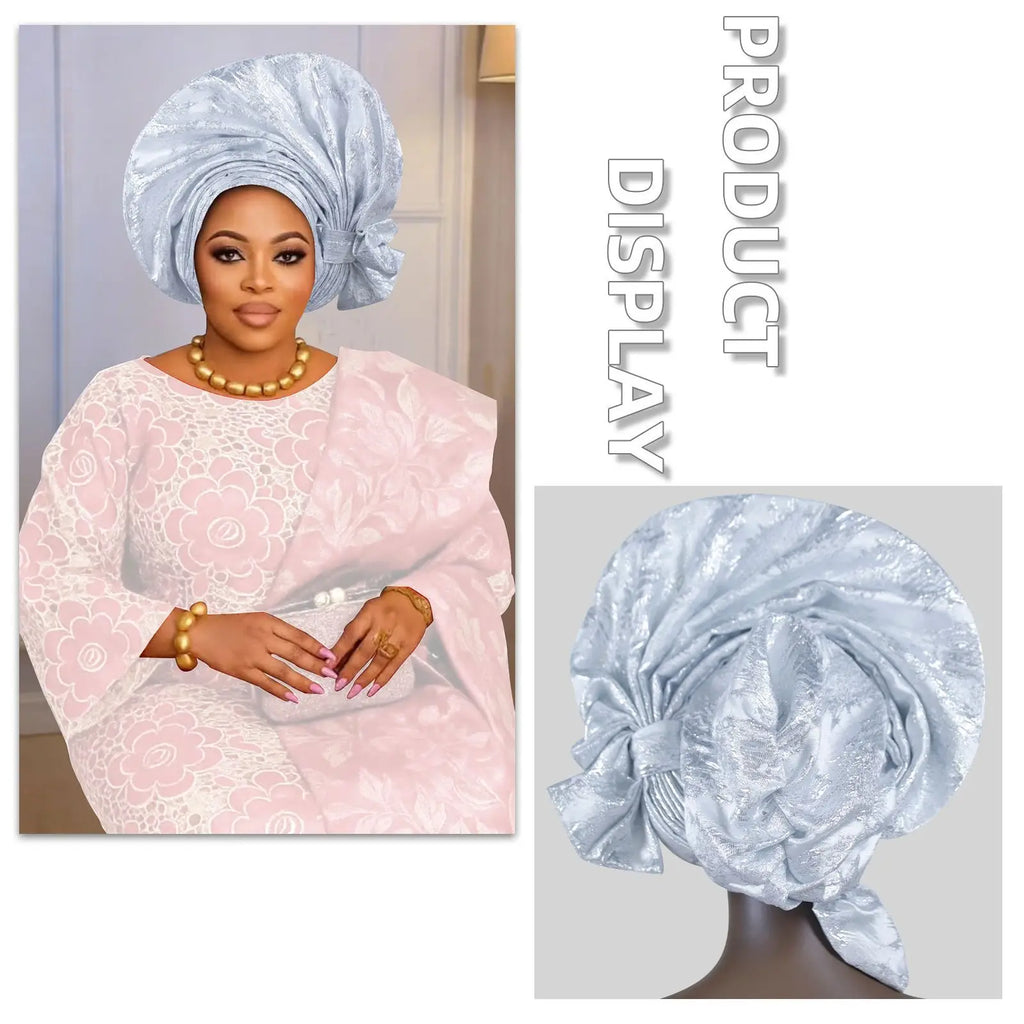 2026 New African Headtie Turban Nigeria Auto Gele Head Wraps Auto Gele Women's Turban Cap Wedding Geles Muslim Head Wraps Bonnet