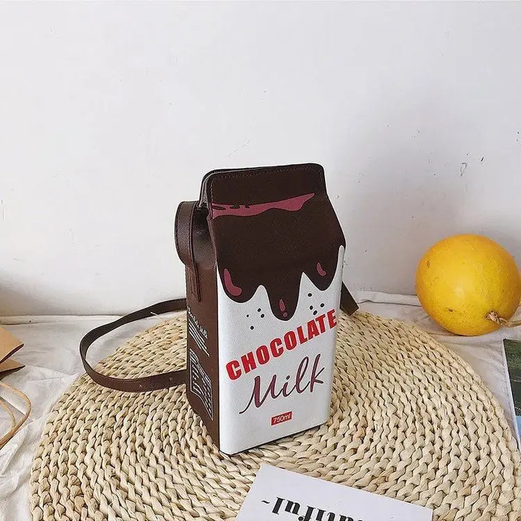 Portable Women Funny Milk Box Shape Shoulder Bag Phone  Crossbody Pouch Female Crossbody Bag Daily Shoulder Bag Ladies Bags