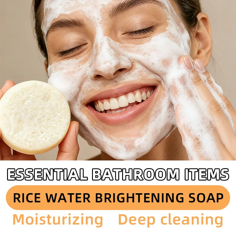 Rice Water Brightening Soap - 2-in-1 Cleansing and Brightening Soap, gentle, refreshing, and non-greasy