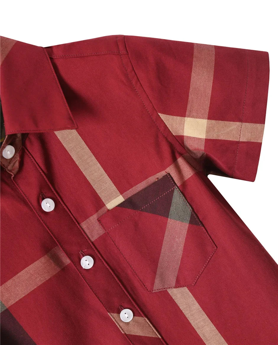 Boys Striped Shirts Children Fashion Solid Cotton Short-sleeved Boys Shirts for 1-14Age Kids Blouses Clothes Baby Shirts Tops