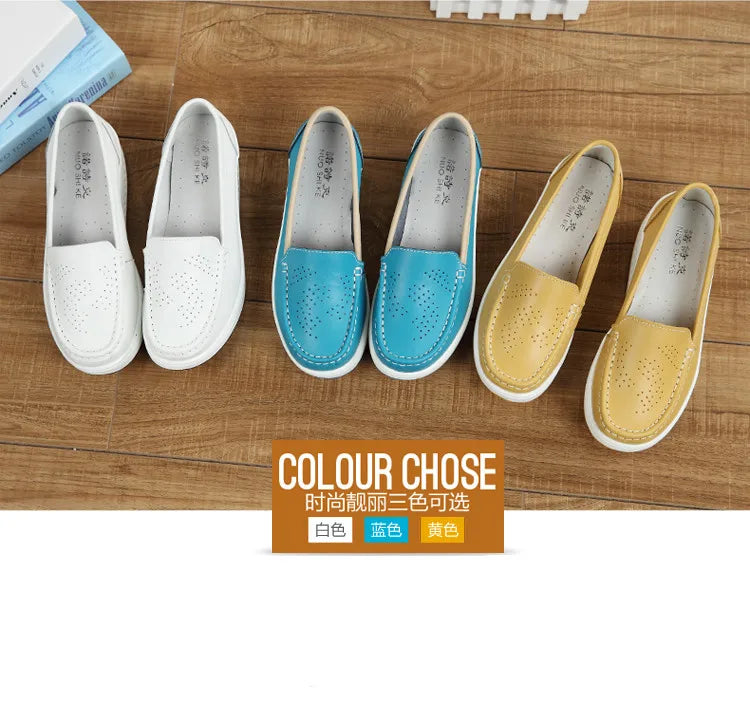 Women's shoes Genuine leather women's nurse shoes rocking shoes platform casual slope heel work shoes platform shoes