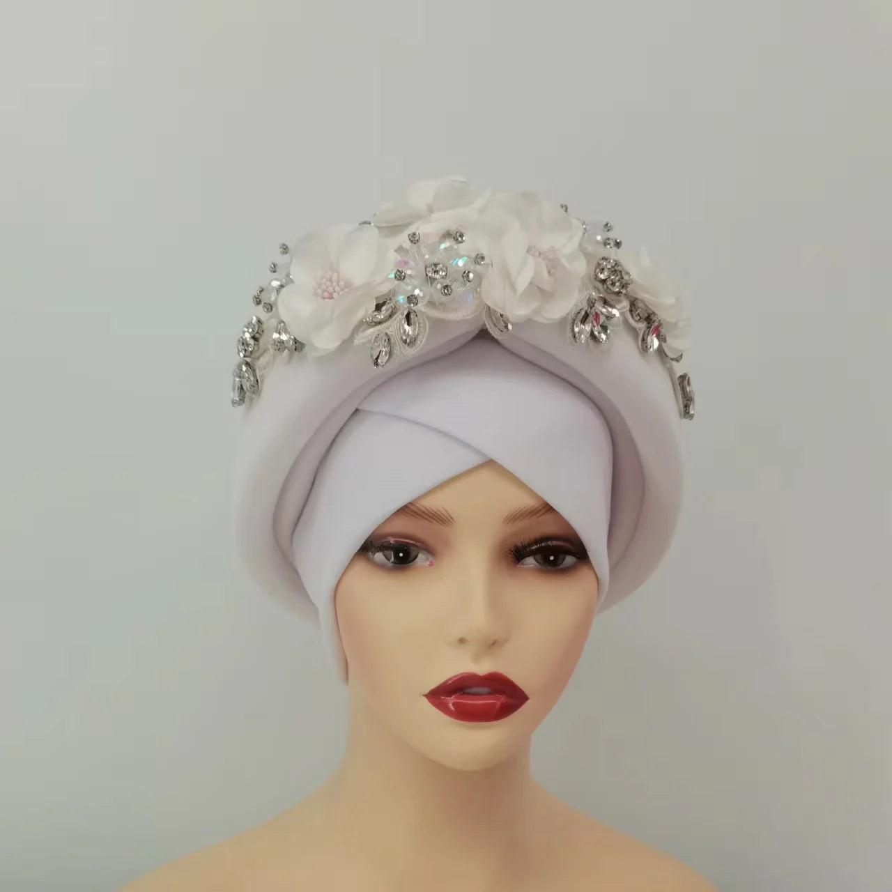 Beaded Nigeria Gele Ready African Headtie Female Head Wraps Party Headpiece Muslim Headscarf Hat Women's Turban Cap with Stones