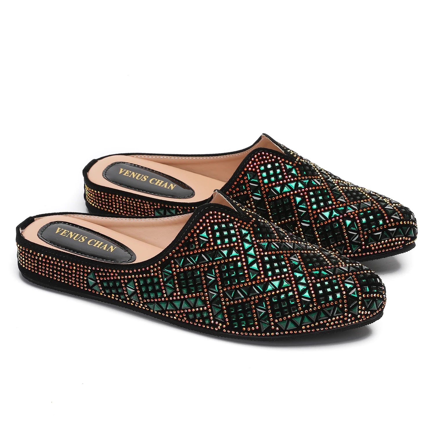 2025 Latest Design Nigeria Silver Color Half Shoes Elegant Flat Shoes for Woman Fashion Comfortable Party Slippers
