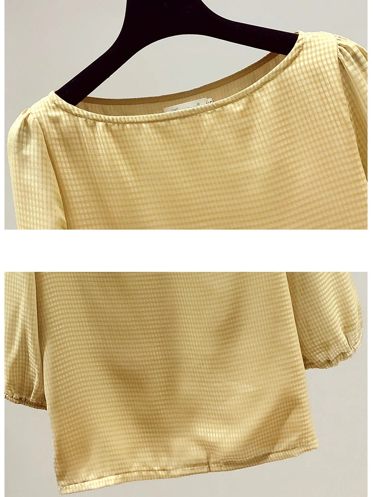Blusas Para Mujer 2026 New Women Blouse Shirt O-Neck Black Chiffon Blouse Shirt Women Tops Blouses Shirts Blusas Camisas E474