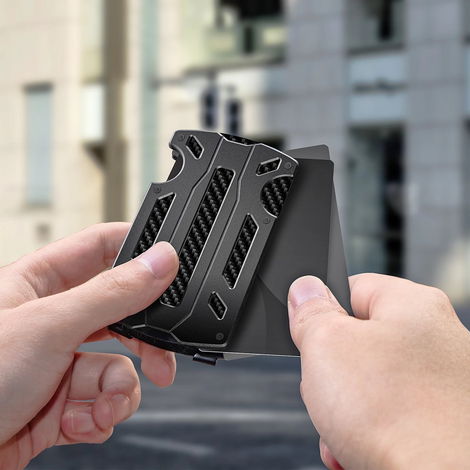 Slim RFID Blocking Metal Wallet for Men & Women with Money Clip Or Cash Strap Scratch Resistant Card Holder