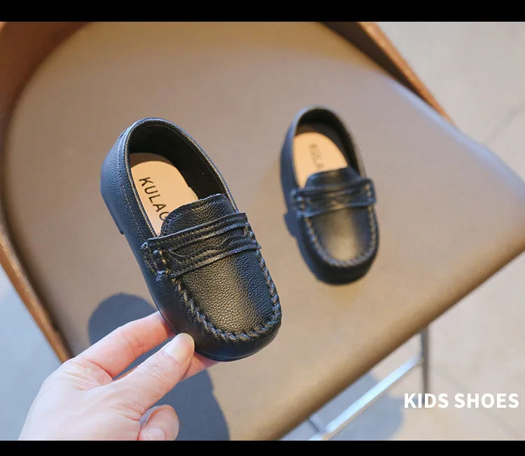 Boy Leather Shoe Fashion Solid Color Versatile Kids School Causal Single Shoes Breathable Non-slip Children Slip-on Flat Loafers