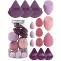 15Pcs Premium Powder Puffs with Storage Jar - Makeup Blending Sponges Set for Face Foundation & Loose Powder Kit