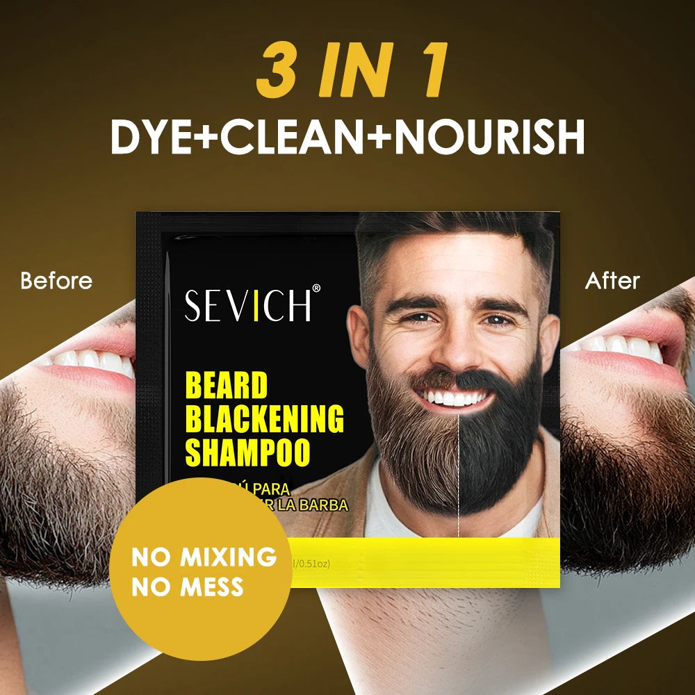 5PCS Natural Beard Hair Dye Shampoo Portable 5 Minute Instant Blackening Color Tint Cream Moustache Shampoo For Men Dropshipping