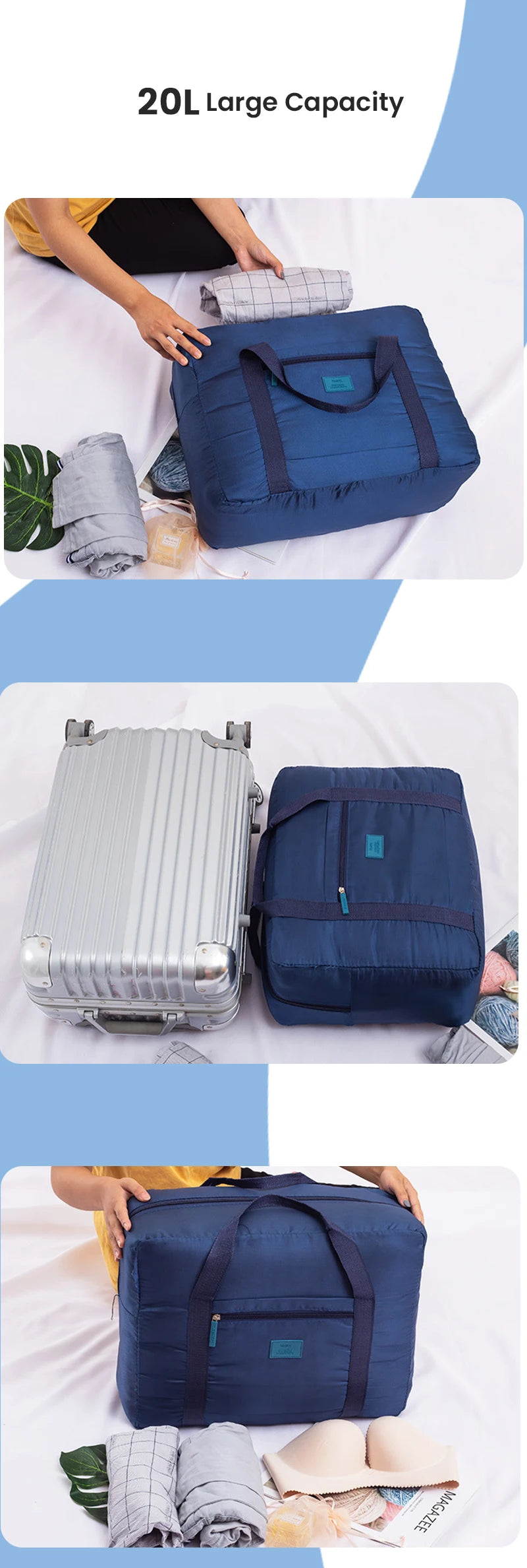 Lightweight Foldable Travel Duffel Bag: Unisex Tote Carry-On Luggage for Weekenders & Overnight Stays