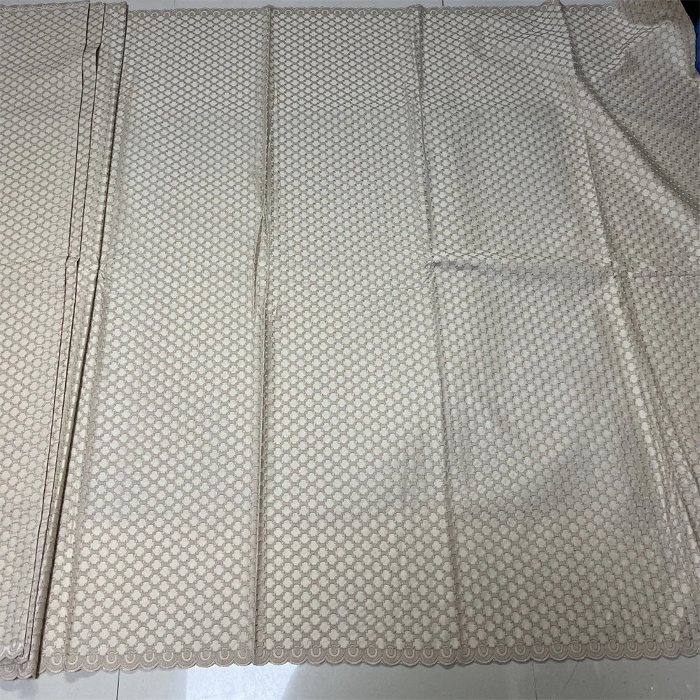 African Nigerian 2026 Tulle Lace Fabric Sewing for Dress High Quality Damask polish luxe Cotton Pure Embroidery 5Yard hz1410