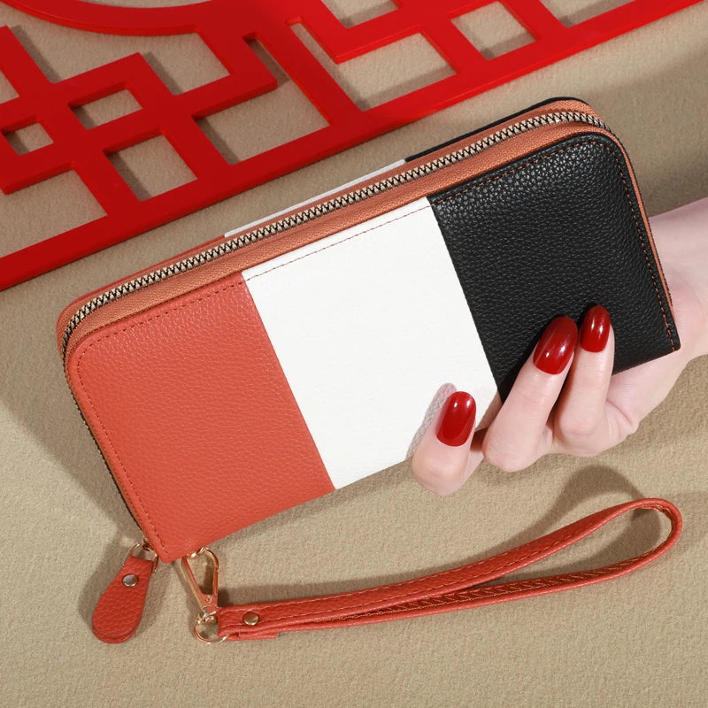Women's Wallet RFID Blocking Multi Credit Card High Capacity Zipper Clutch Travel Bag Wrist Guard