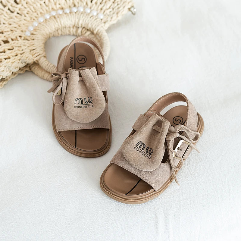 2025 Sandals for Boys Fashion Summer Shoes 3-16 Years Girls Open Toe Matte Pu Leather Shoes Sandals Children Slippers