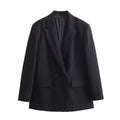 Women Elegant Solid Blazers Female Simple Style Double Breasted Long Sleeved Suit Jackets Casual Office Lady Suit Jackets Tops