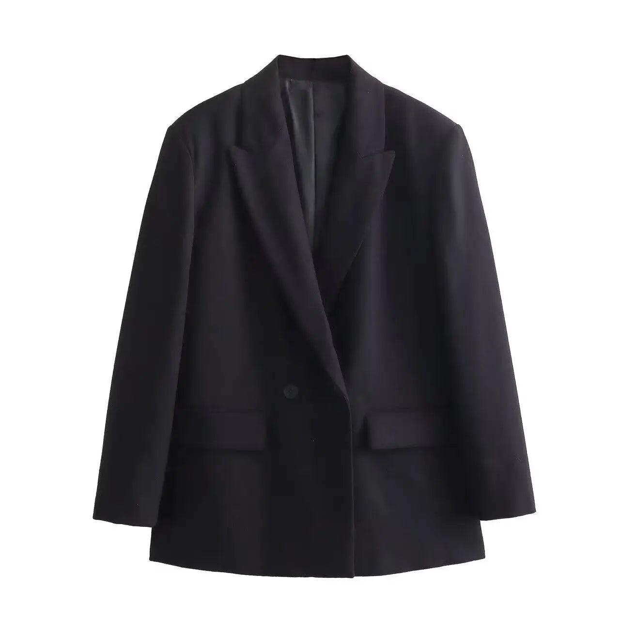 Women Elegant Solid Blazers Female Simple Style Double Breasted Long Sleeved Suit Jackets Casual Office Lady Suit Jackets Tops
