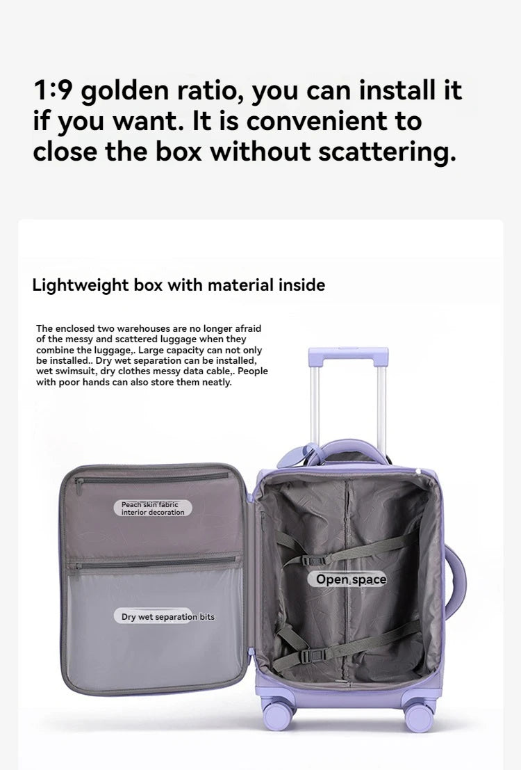 Luggage trolley case, women's 2025 new boarding box, 20 inch ultra light cloth luggage, password travel box, universal wheel