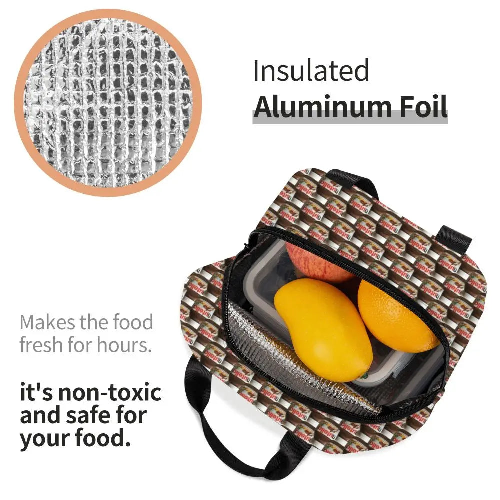 Custom Italy Nutellas Thermal Insulated Lunch Bag Women Portable Lunch Container for Outdoor Picnic Storage Food Box