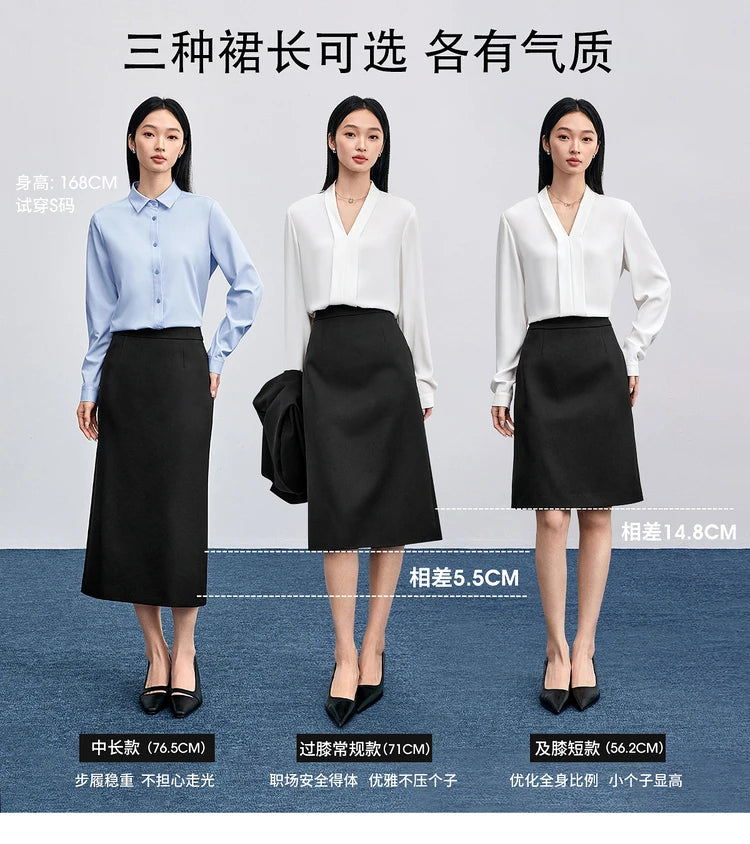 SENTUBILA Office Wear Straight Skirt 2026 Autumn New Arrival Slit Midi Skirt Elegant Office Lady Clothing 153QF2300