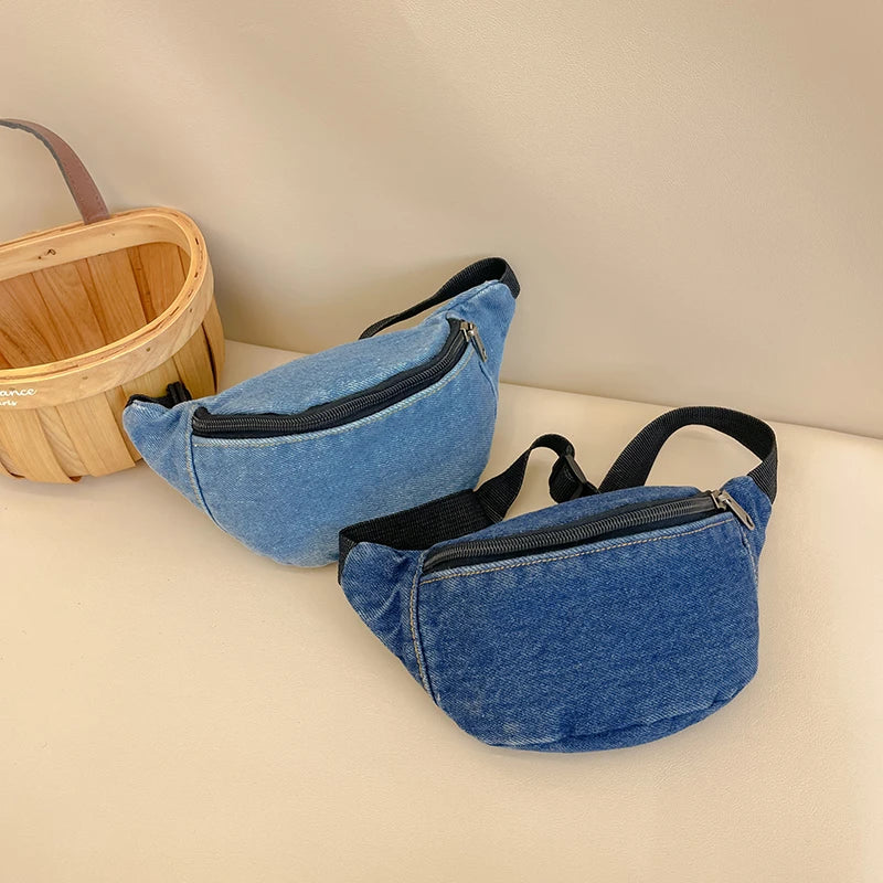 Fashion Denim Children's Waist Bags Leisure Boy and girl Crossbody Chest Bag Street Trend Belt Bag Kids Birthday gift Waist Pack