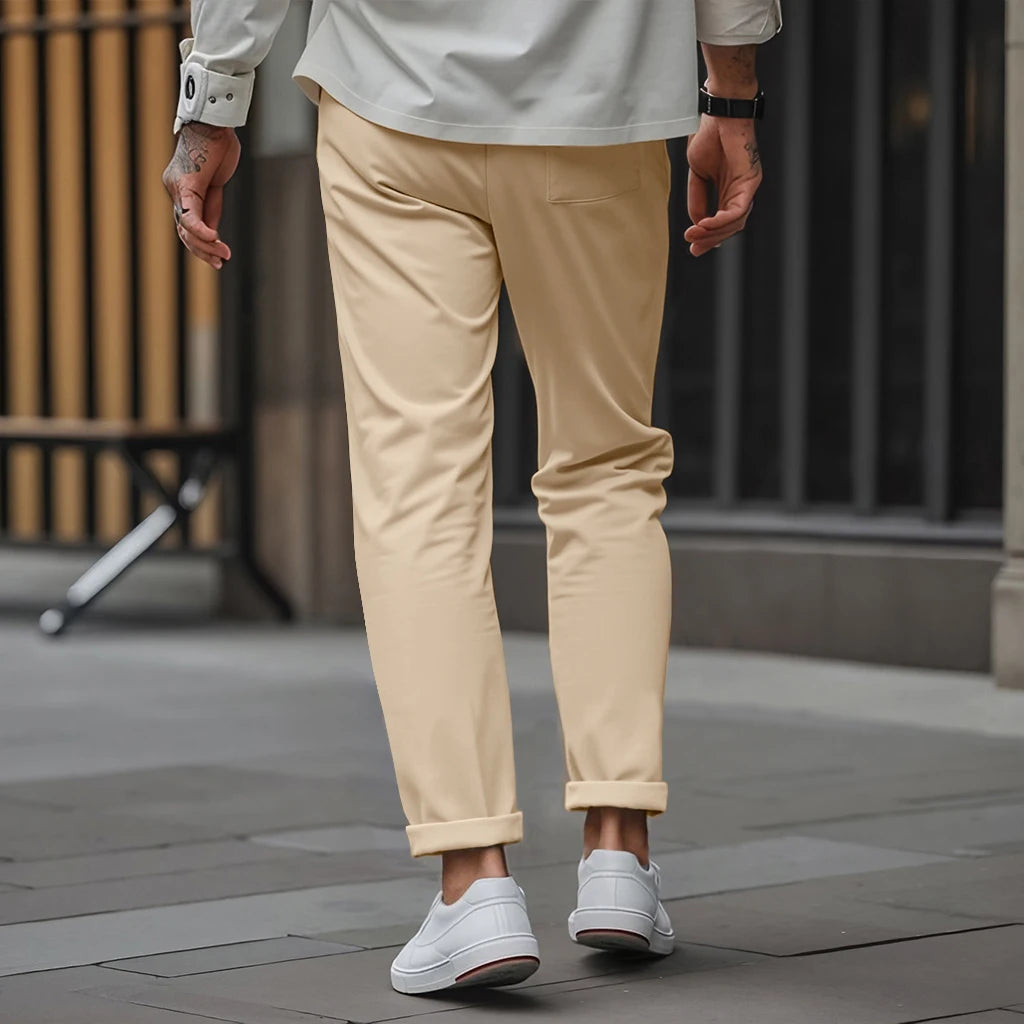 Men's Solid-Color High-Quality Straight-Leg Trousers The New Summer Style Is Fashionable And Comfortable Suitable For Daily Wear