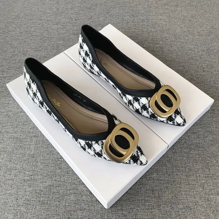 Office Shoes For Women 2025 Ladies Summer Footwear Luxury Leather Casual Formal Pointed Toe Low Heel Elegant Popular Wholesale H