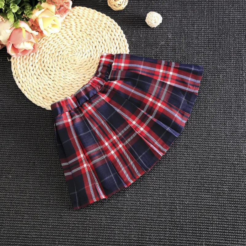 Girls' 2-Piece Outfit Set Bow Shirt + Pleated Skirt Cute Toddler Clothes for Ages 2-7 Years Kids' Fashion Set