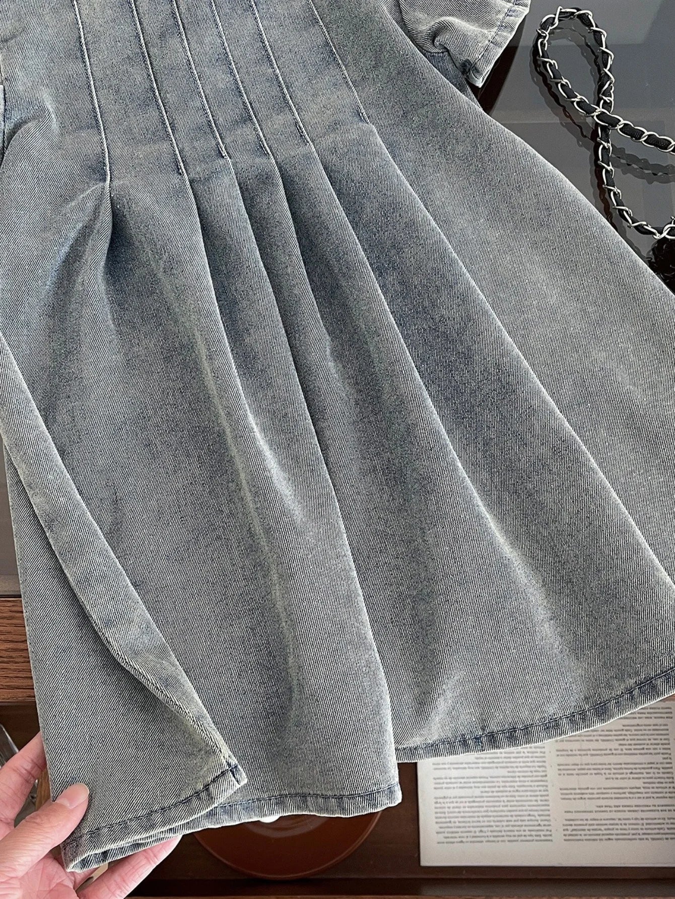 Girls Denim Dress Summer Korean Style Kids Puff Sleeve Jean Dress Light Blue Washed Soft Children Dresses Toddler Girl Clothing
