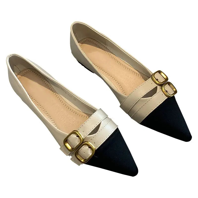 Ladies Summer Footwear Flat Office Black Shoes for Women 2025 Low Heel Elegant Pointed Toe Flats Beau Today High Quality 39 Shoe