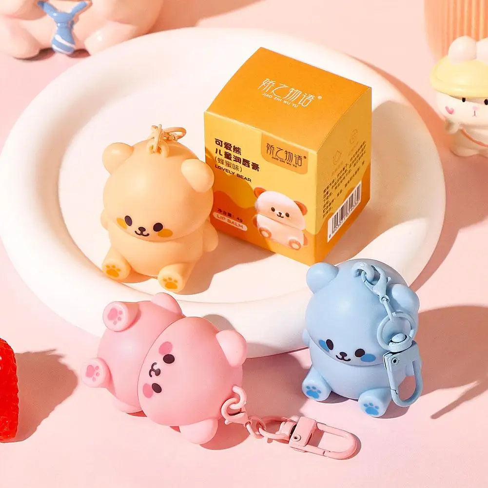 1PCS Childrens Lip Balm Bear Shape Moisturizing Care Kids Adult Lip Protection Dryness Prevention Gentle Lip Care Essential